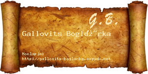 Gallovits Boglárka névjegykártya
